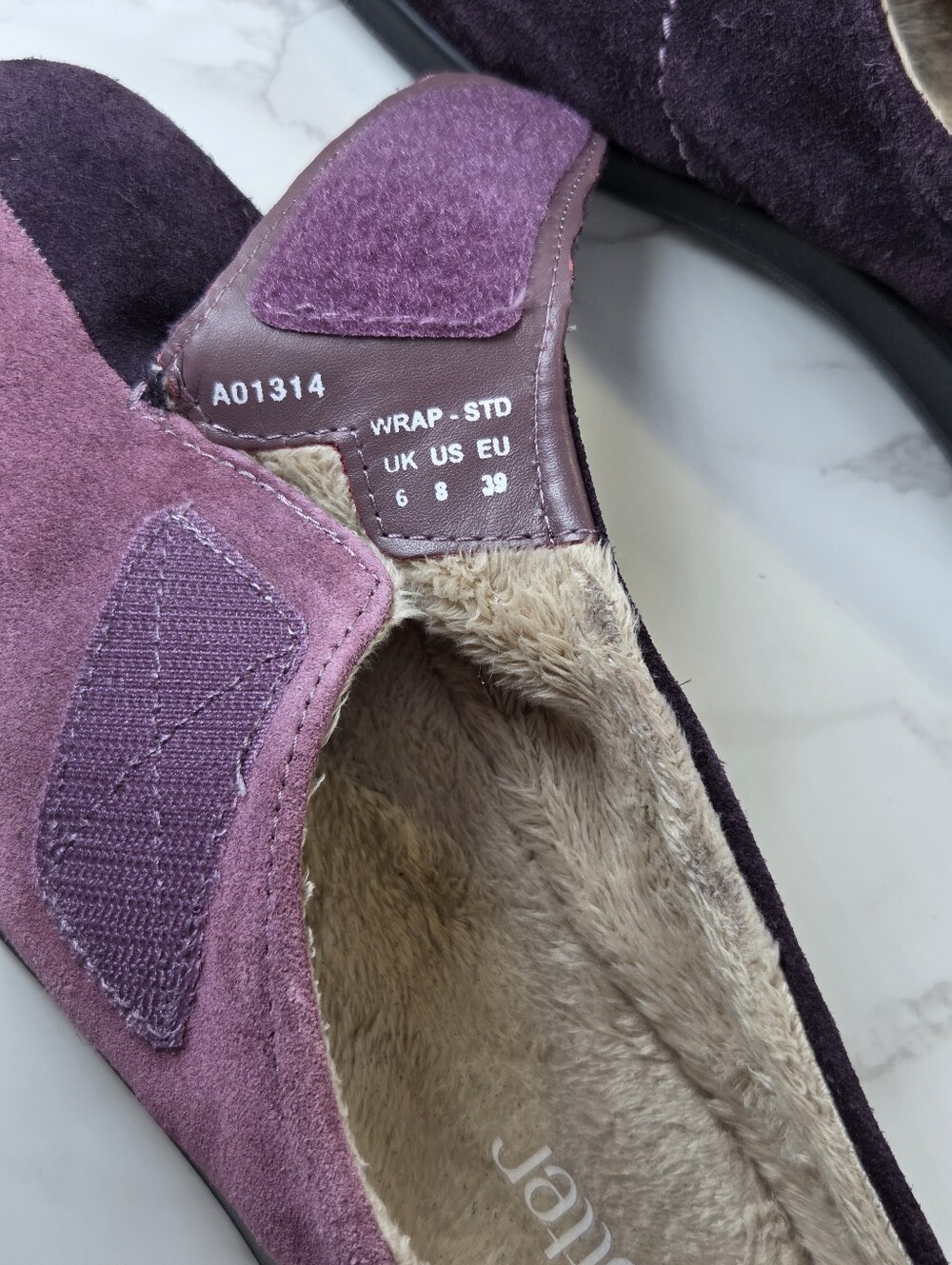 hotter Two-Tone Plum Suede Slip-Ons with Embroidered Accent(B25) - Picture 7 of 8